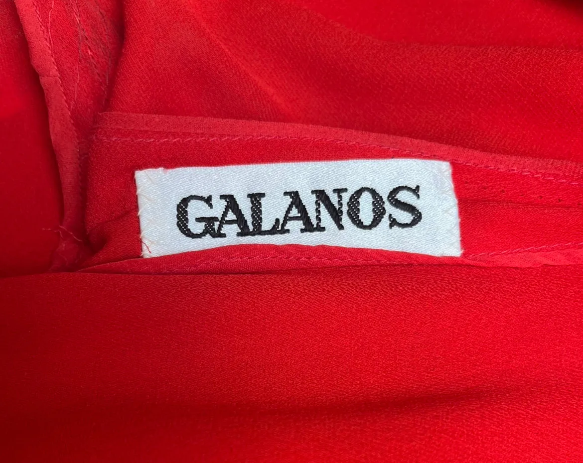 Galanos 80s Red Silk Ruched Front Gown