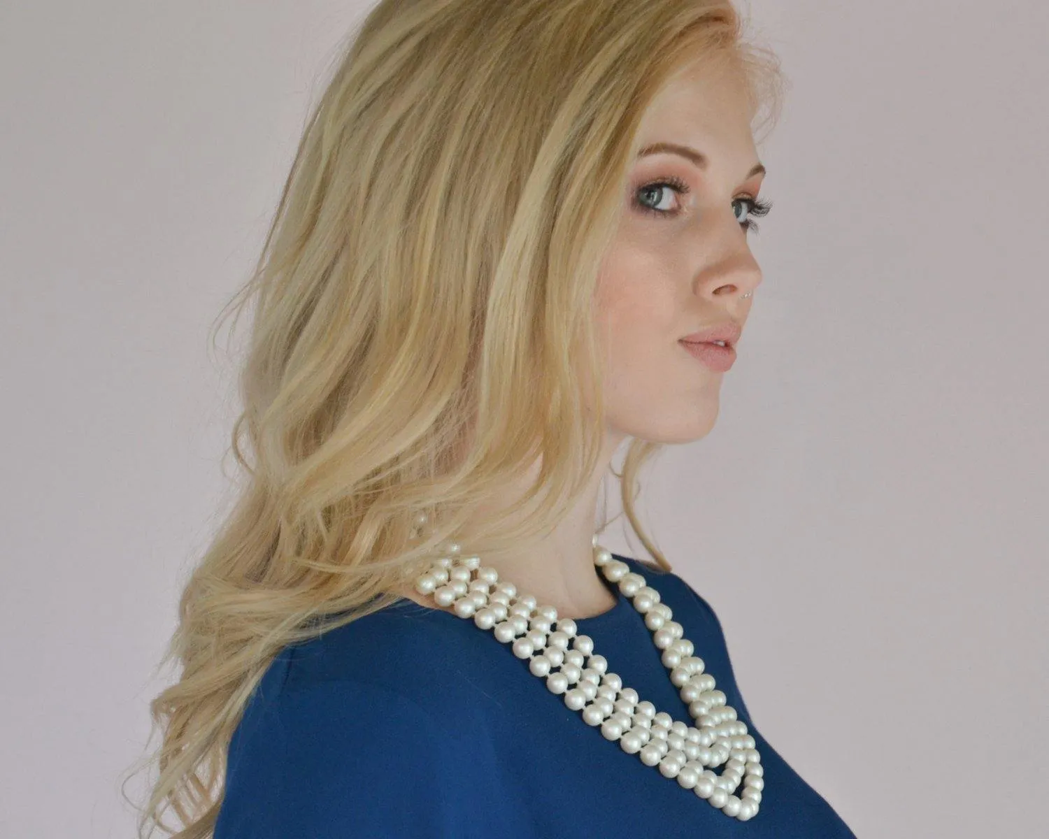 Geno Multi Strand Pearl Necklace with Gold Decorative Clasp