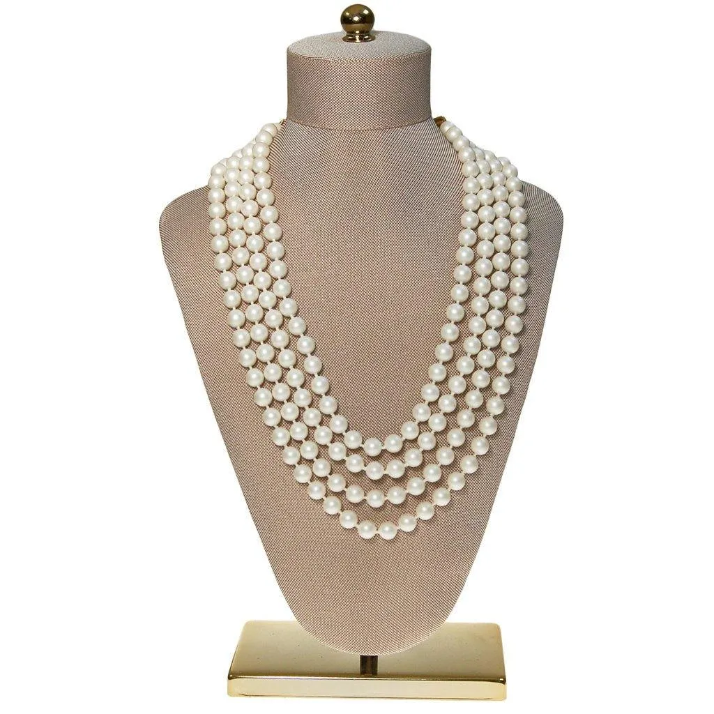 Geno Multi Strand Pearl Necklace with Gold Decorative Clasp