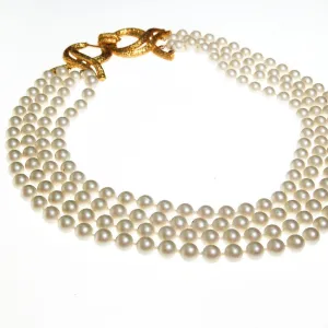 Geno Multi Strand Pearl Necklace with Gold Decorative Clasp