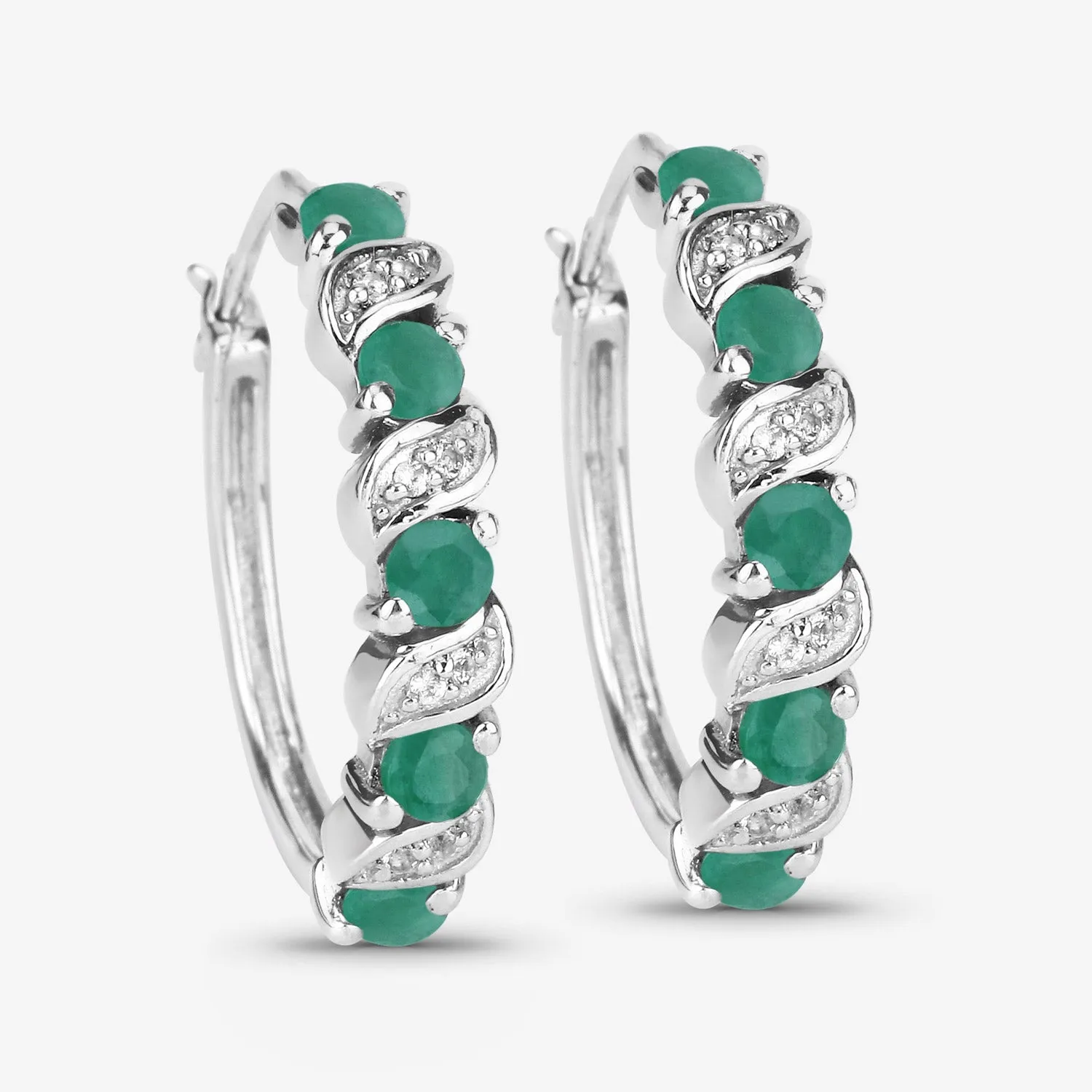 Genuine Green Emerald Hoop Earrings