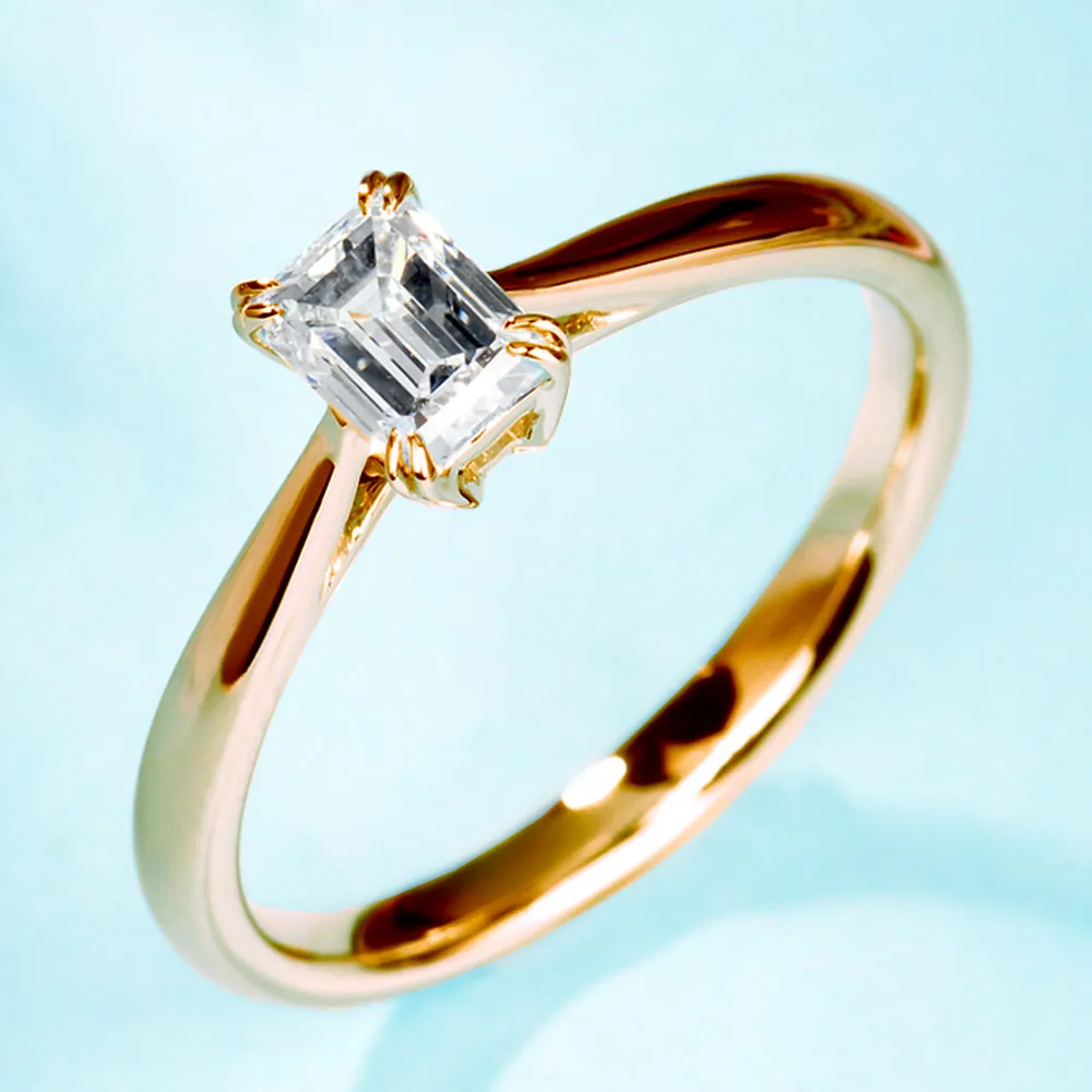 GIA Emerald Diamond Solitaire Engagement Ring