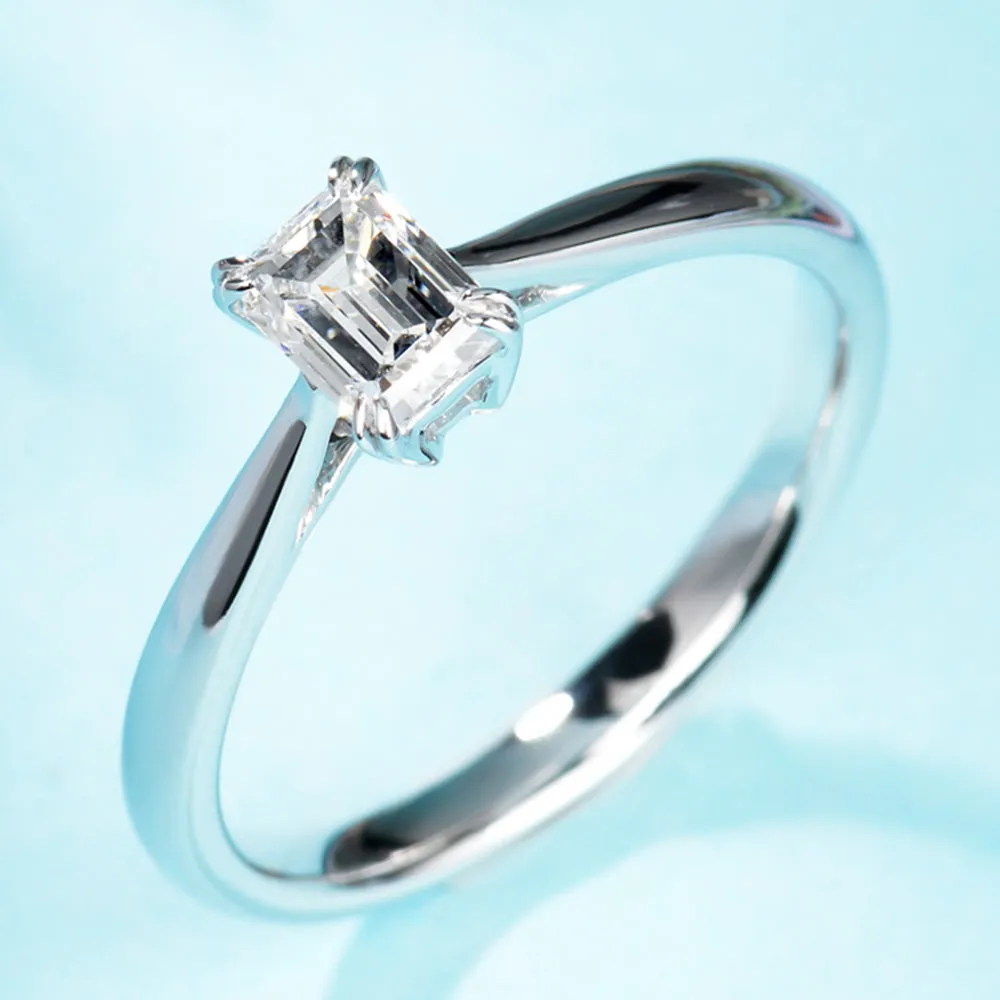 GIA Emerald Diamond Solitaire Engagement Ring