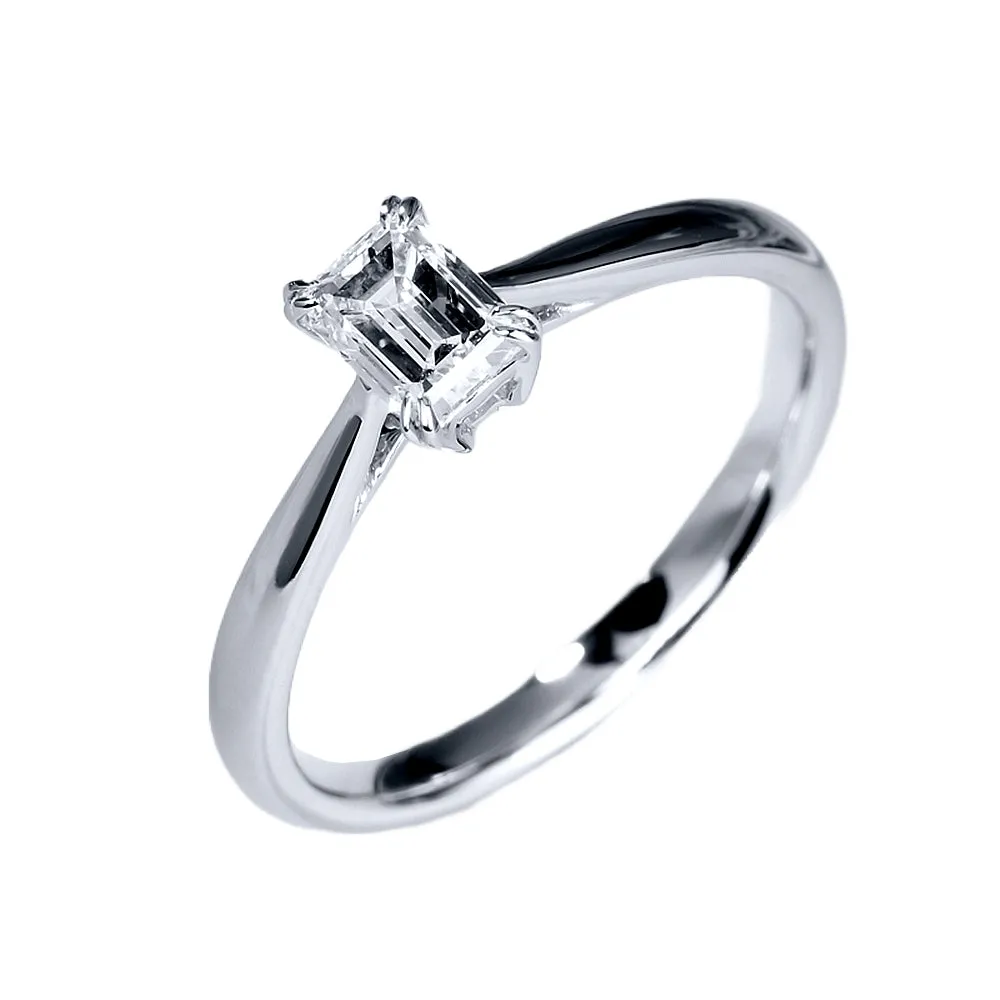 GIA Emerald Diamond Solitaire Engagement Ring