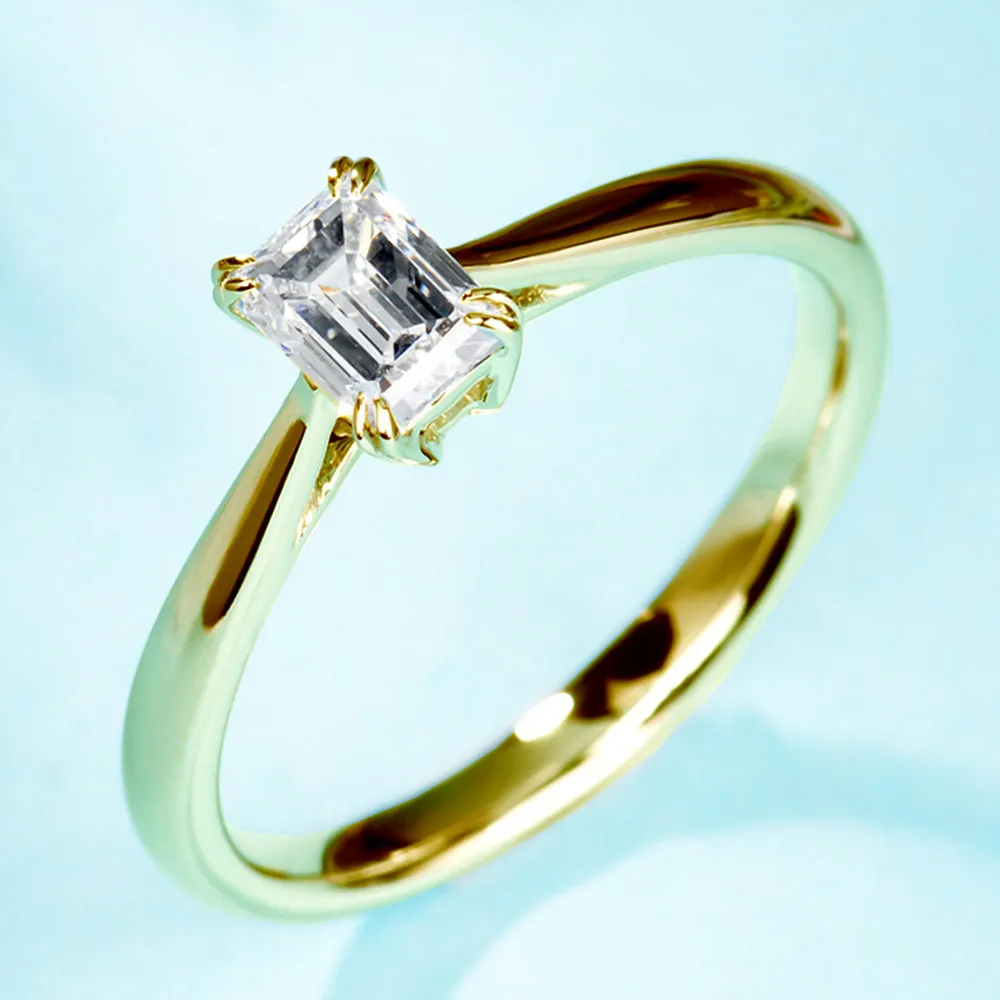 GIA Emerald Diamond Solitaire Engagement Ring