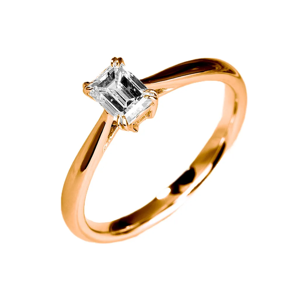 GIA Emerald Diamond Solitaire Engagement Ring