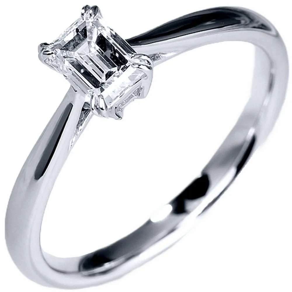 GIA Emerald Diamond Solitaire Engagement Ring