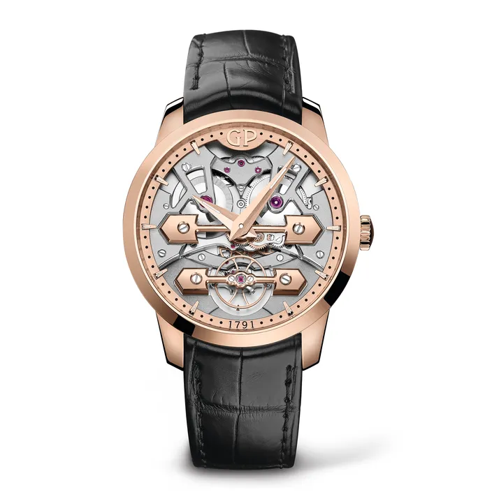 Girard-Perregaux Classic Bridges 45mm Watch with Black Leather Strap