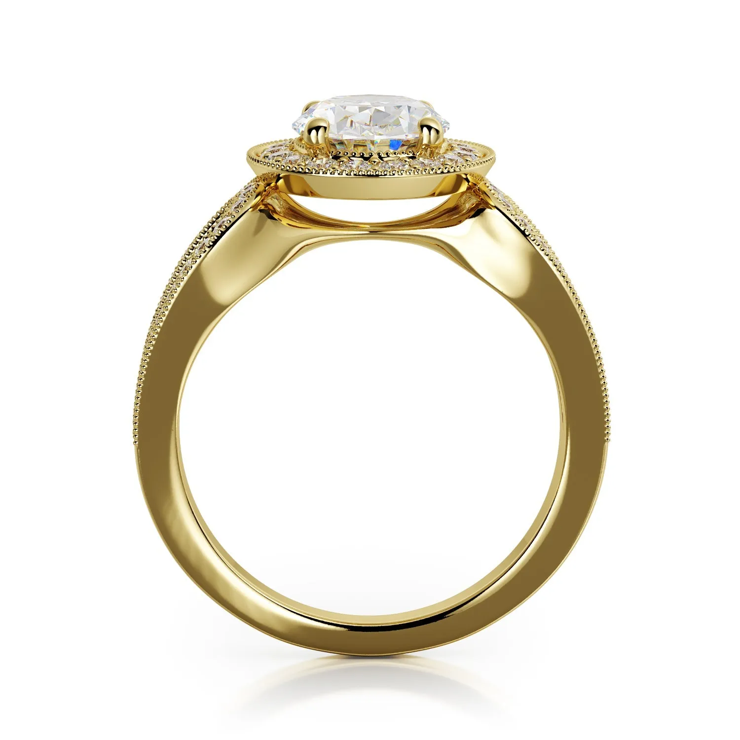Golden Hour split shank Natural Oval  Diamond Engagement Ring