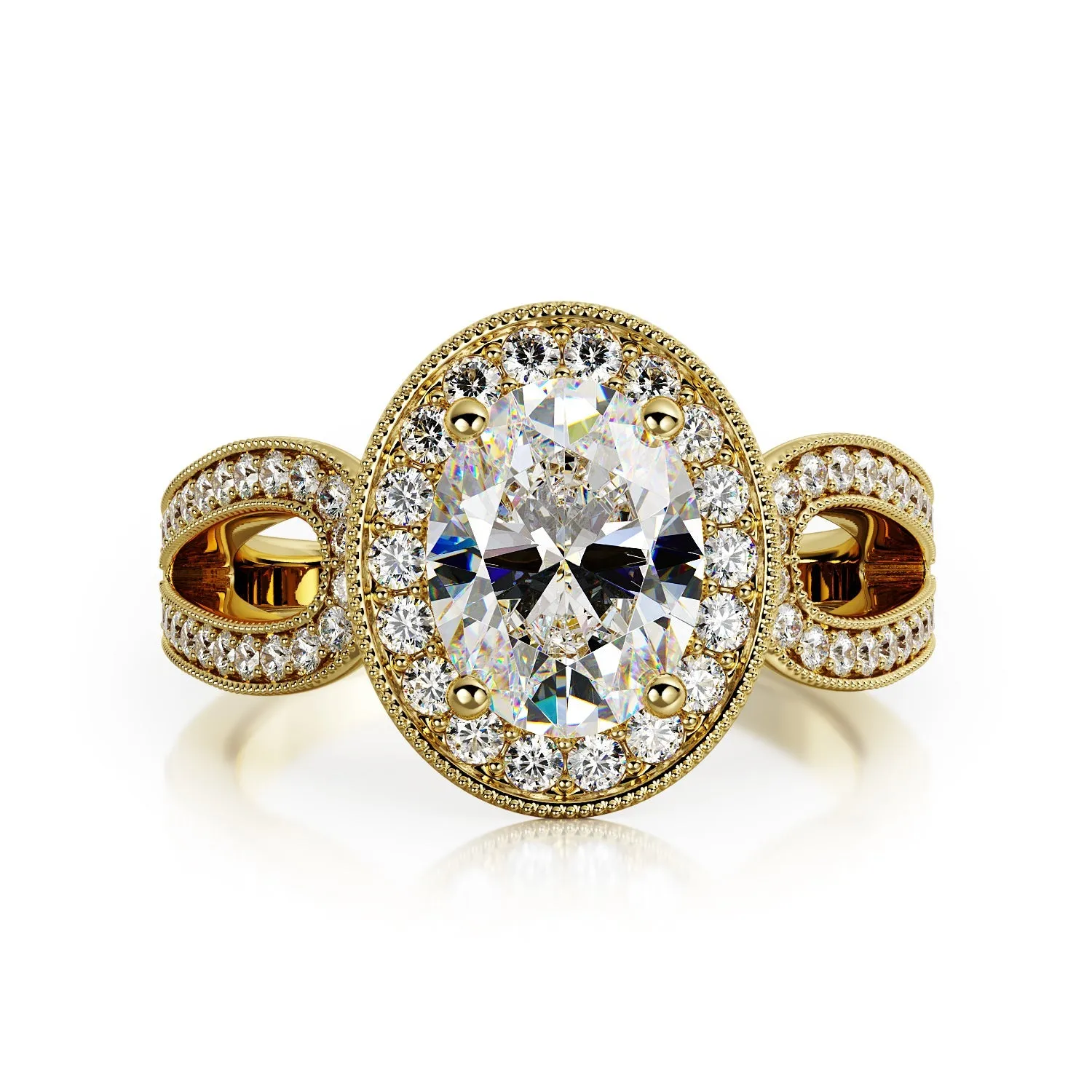 Golden Hour split shank Natural Oval  Diamond Engagement Ring