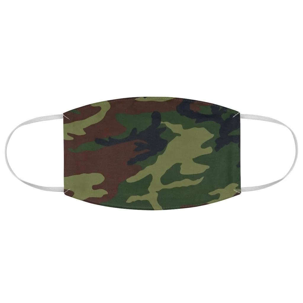 Green, Brown and Black Camo Printed Cloth Fabric Face Mask Colorful Camouflage Army Military