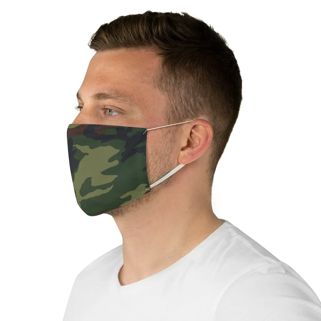 Green, Brown and Black Camo Printed Cloth Fabric Face Mask Colorful Camouflage Army Military