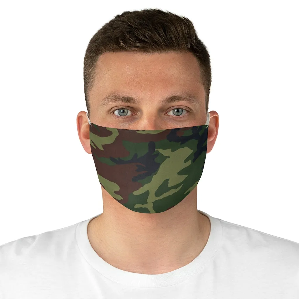 Green, Brown and Black Camo Printed Cloth Fabric Face Mask Colorful Camouflage Army Military