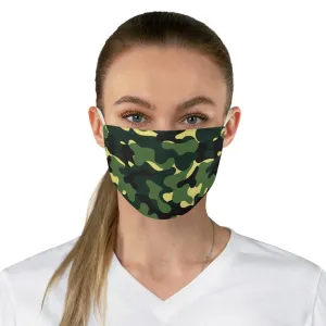 Green Camo Printed Cloth Fabric Face Mask Colorful Green, Yellow and Black Camouflage