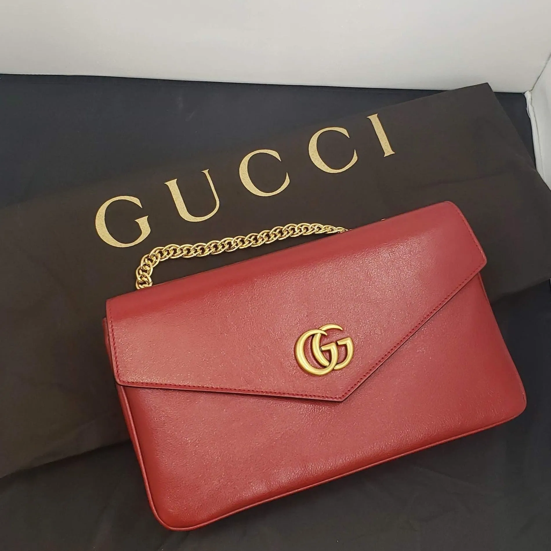 Gucci Thiara Medium Double Envelope Bag Black/Red