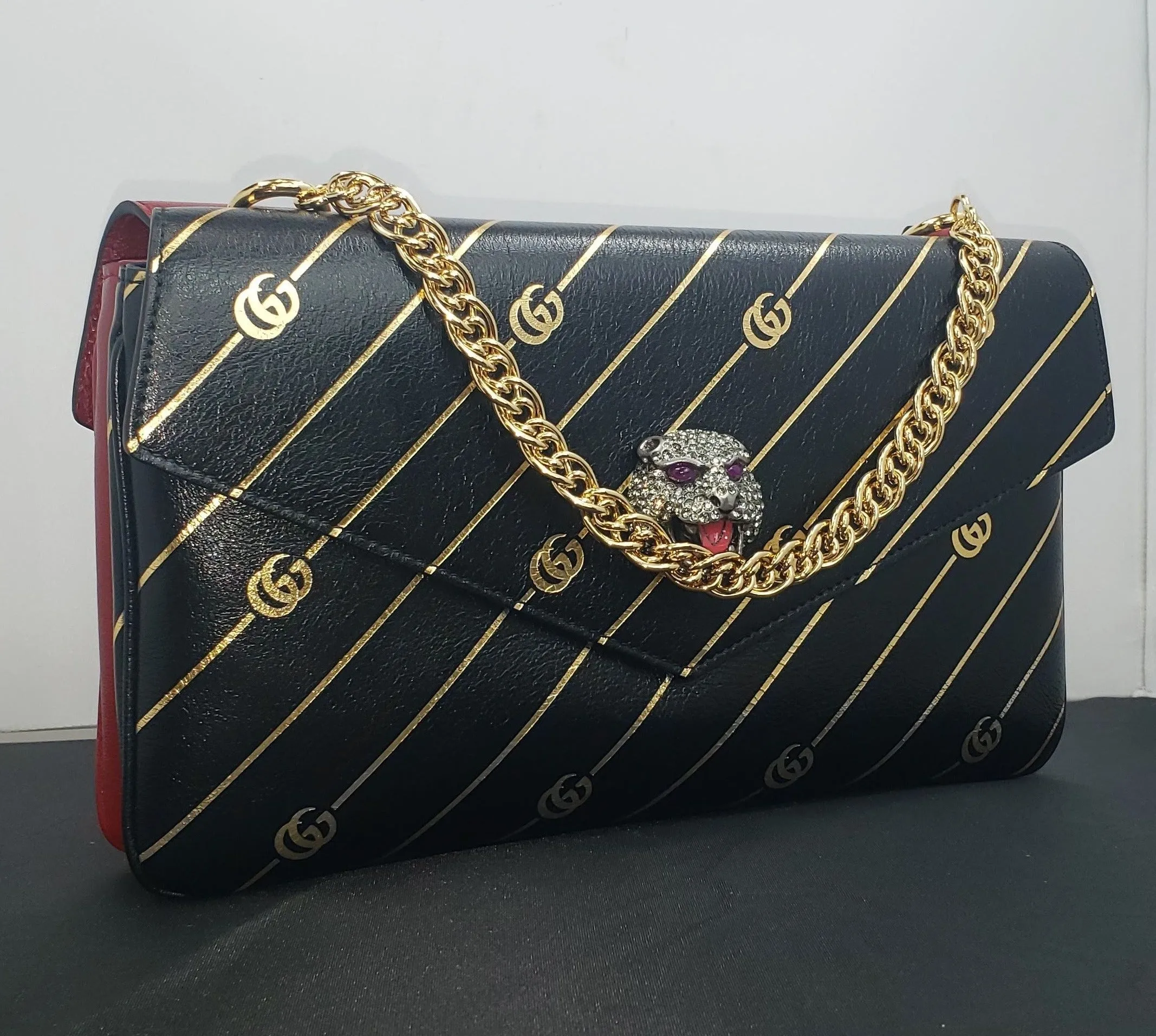 Gucci Thiara Medium Double Envelope Bag Black/Red