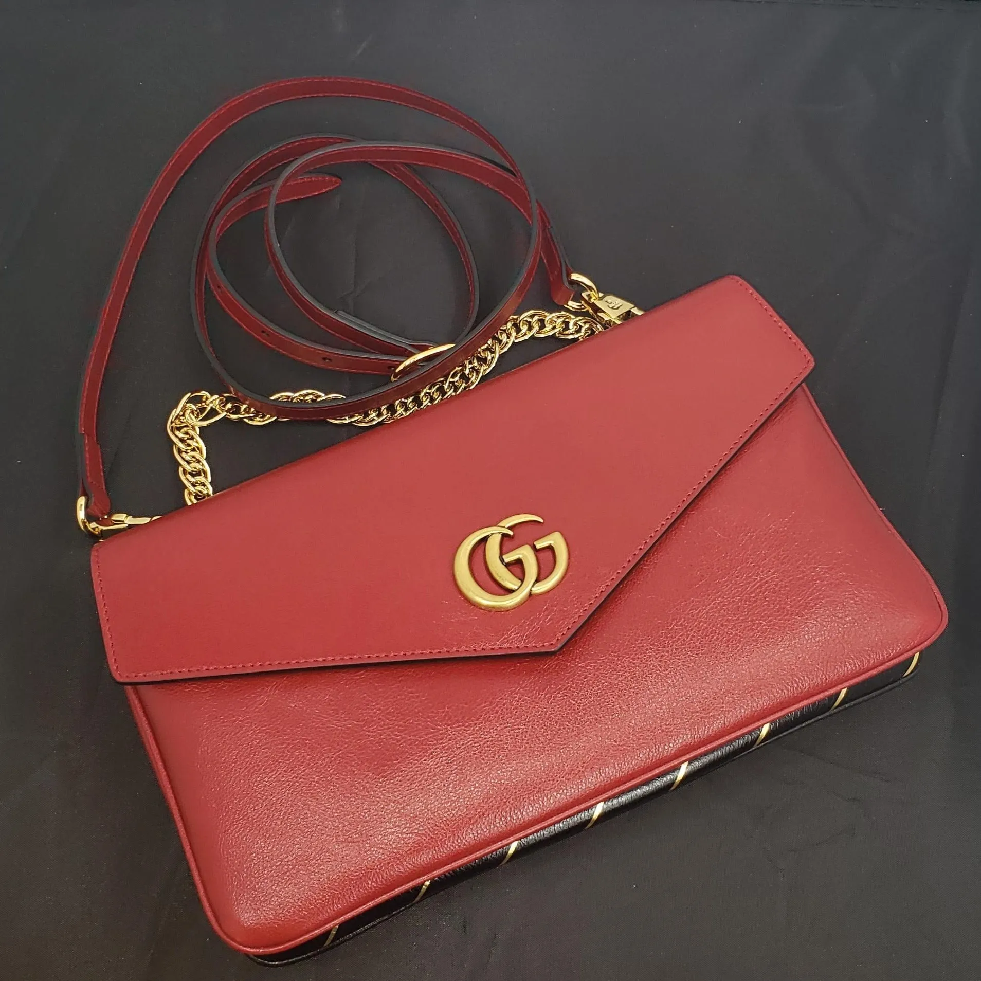 Gucci Thiara Medium Double Envelope Bag Black/Red