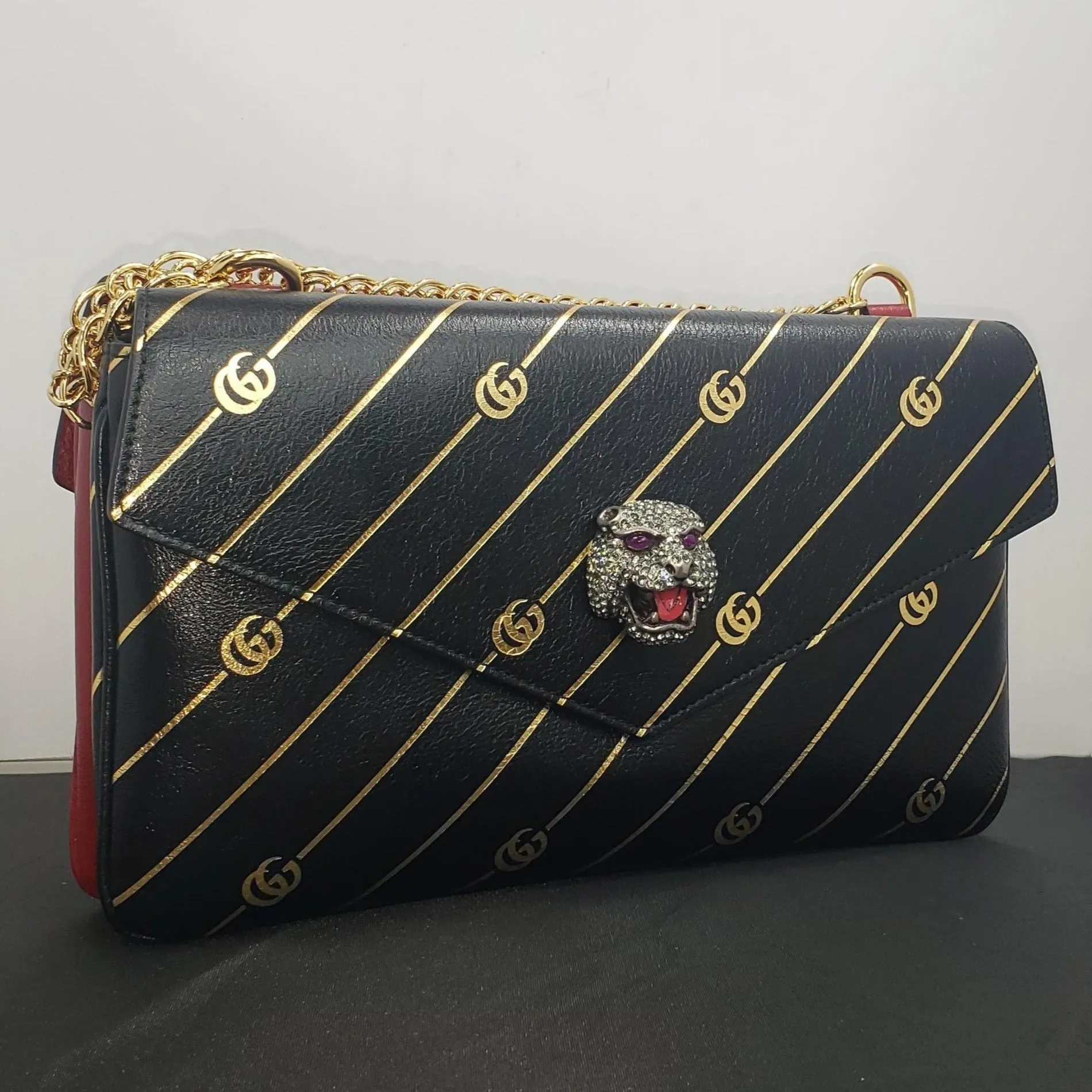 Gucci Thiara Medium Double Envelope Bag Black/Red