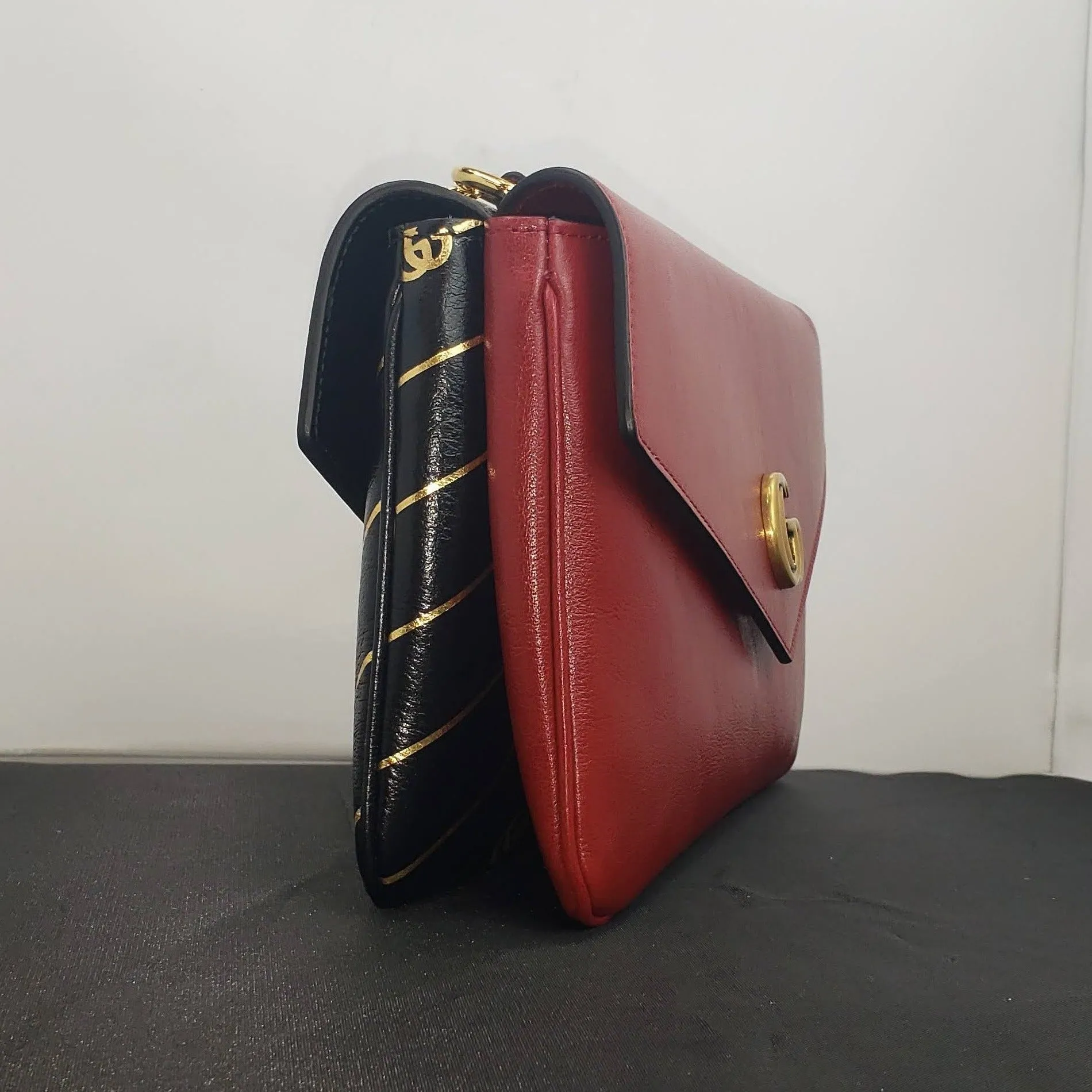 Gucci Thiara Medium Double Envelope Bag Black/Red