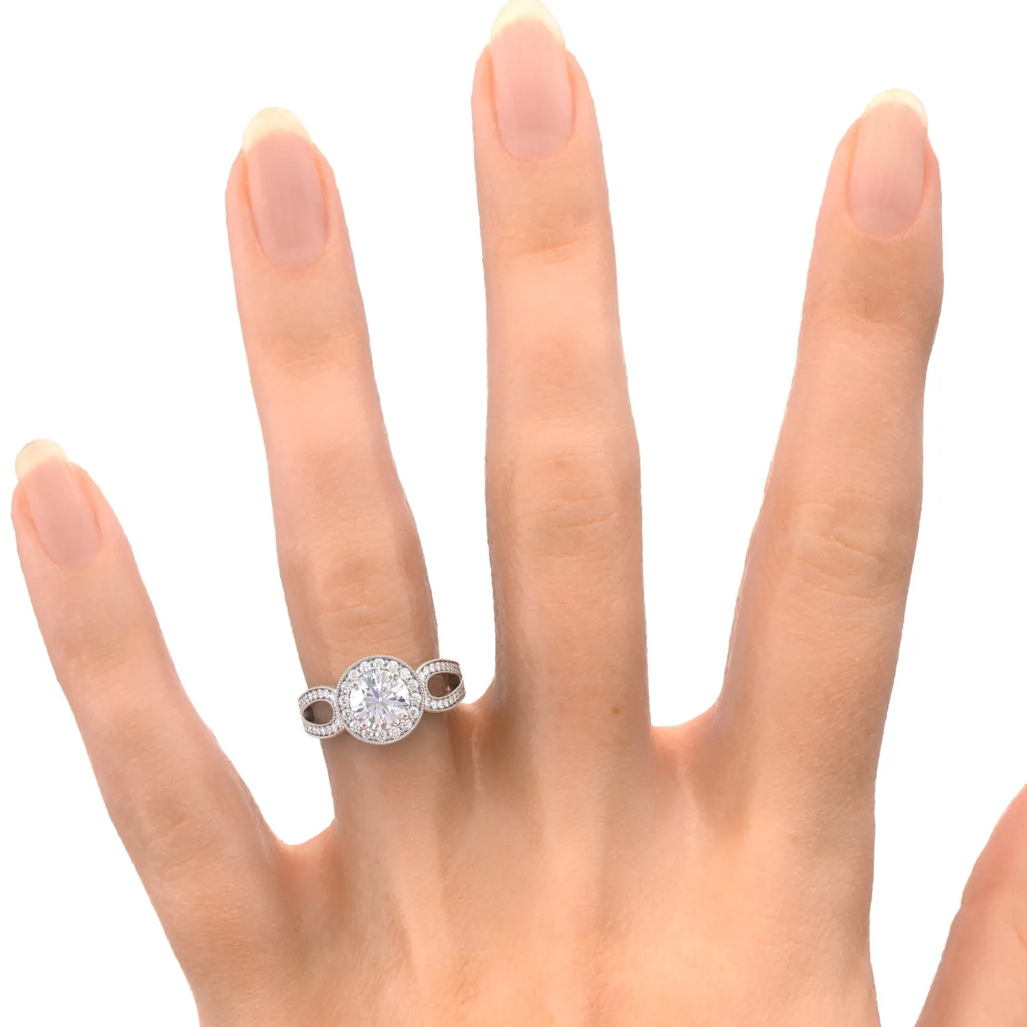 Gu'ng Split Shank Natural Round Cut Diamond Engagement Ring