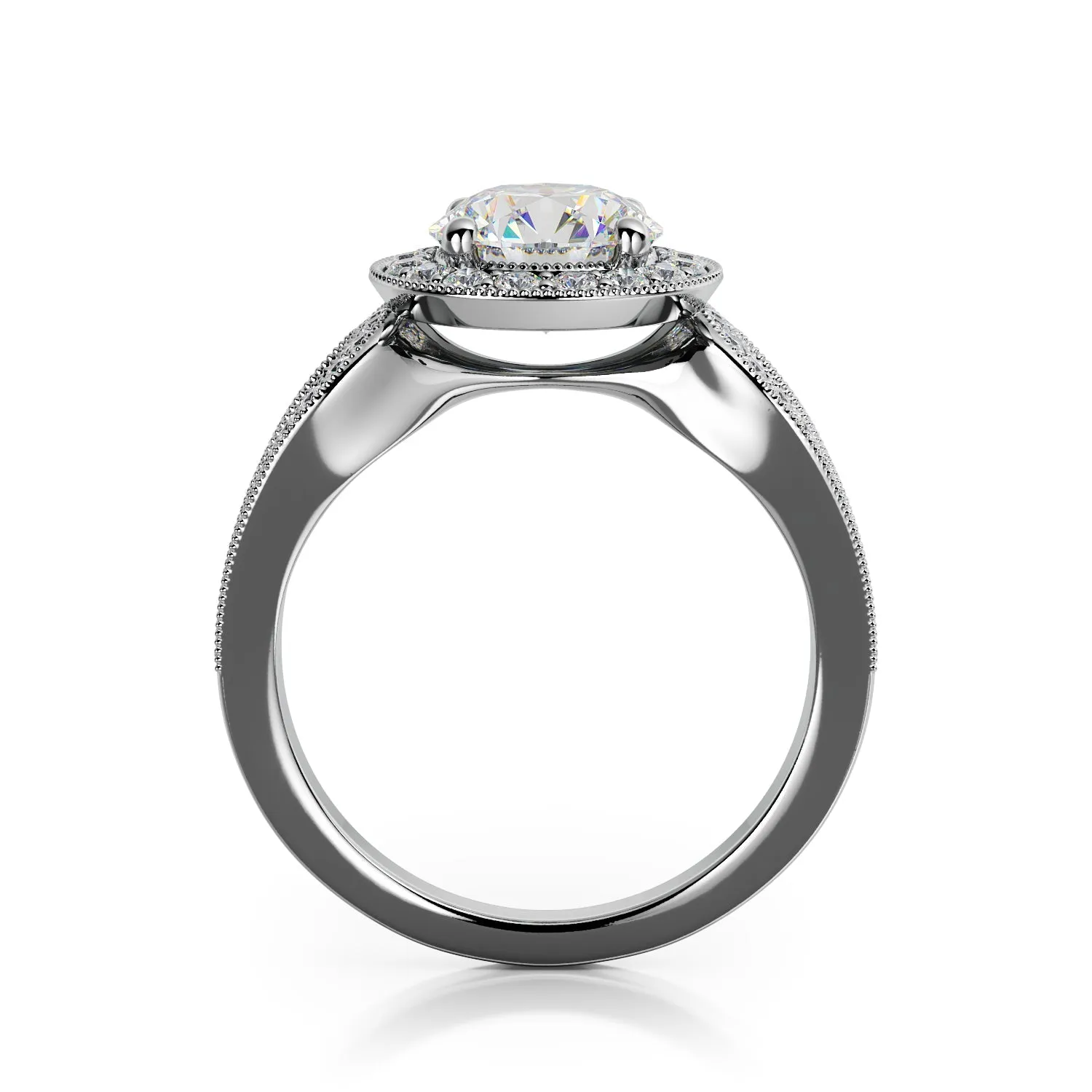 Gu'ng Split Shank Natural Round Cut Diamond Engagement Ring