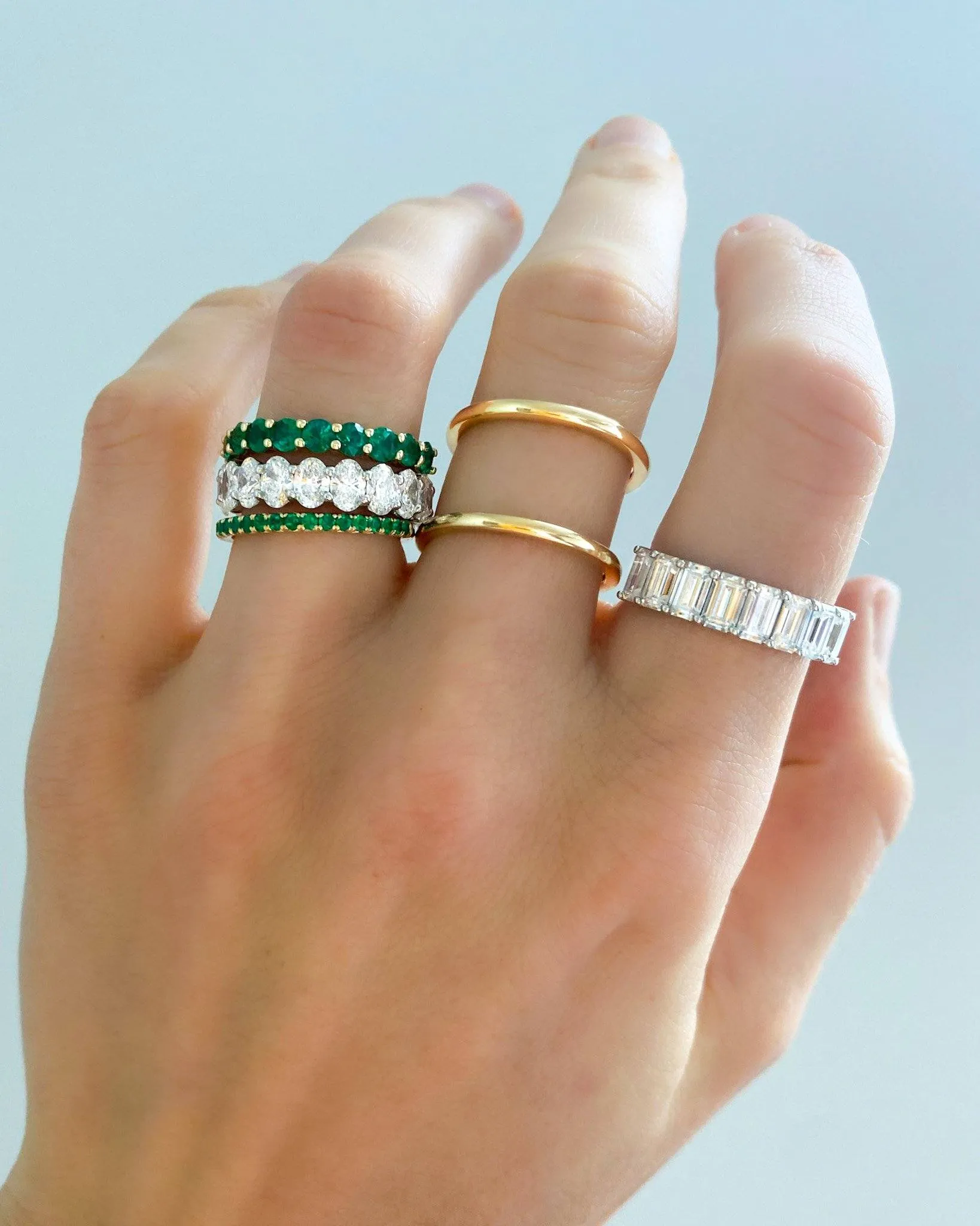 Halfway Emerald Cut Constellation Band