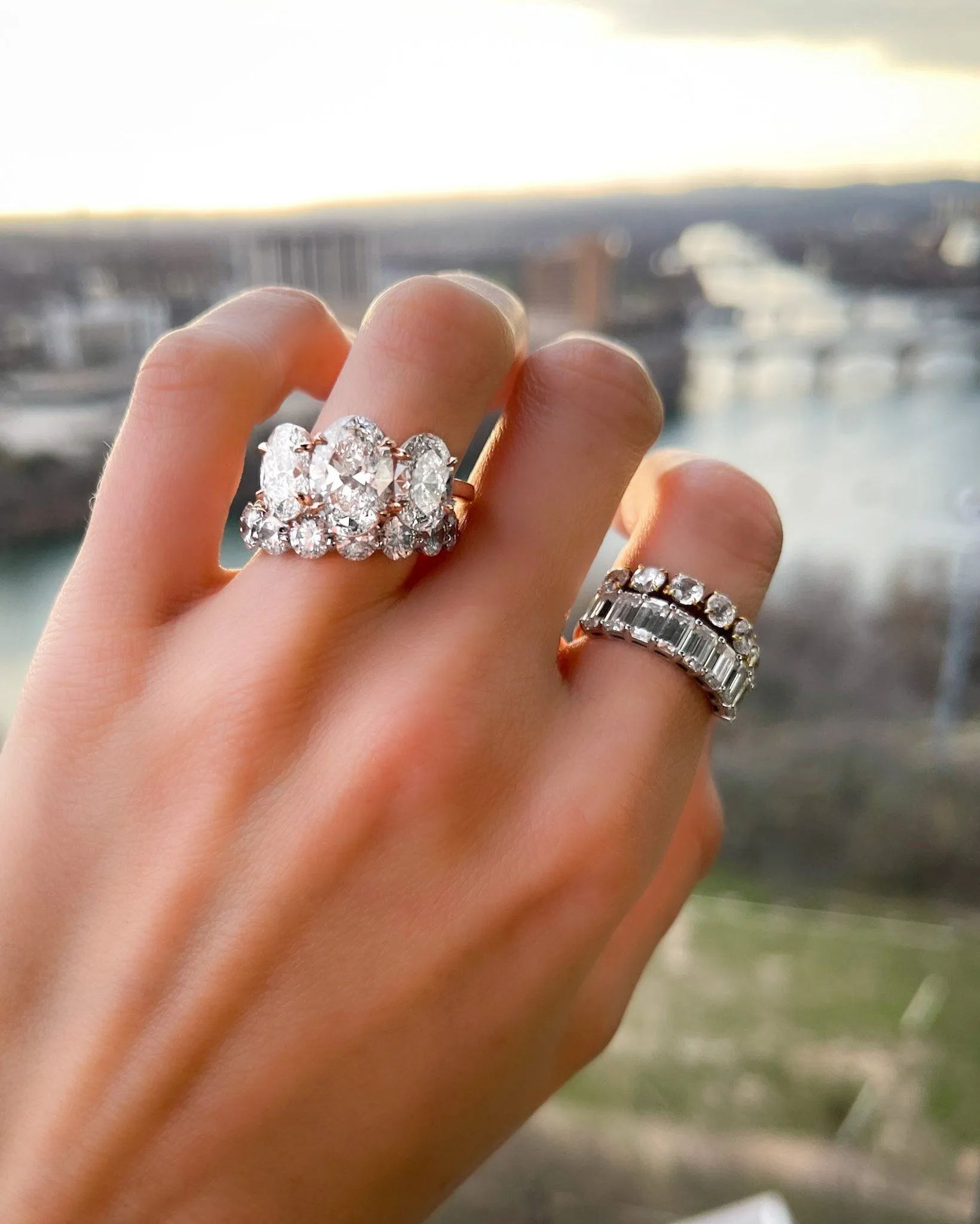 Halfway Emerald Cut Constellation Band