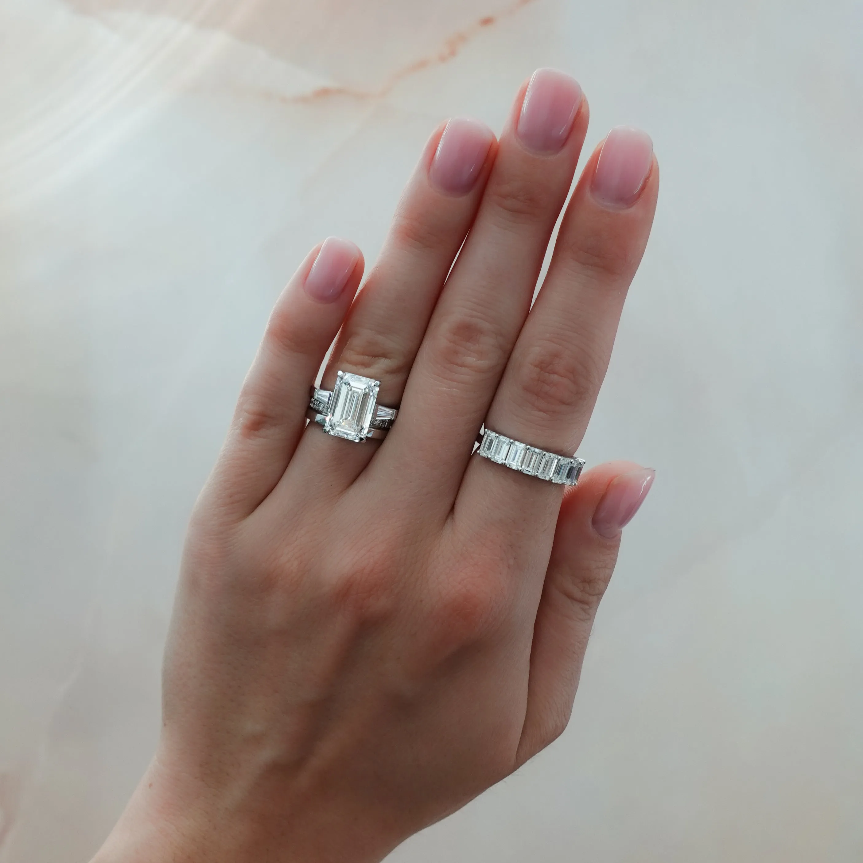 Halfway Emerald Cut Constellation Band
