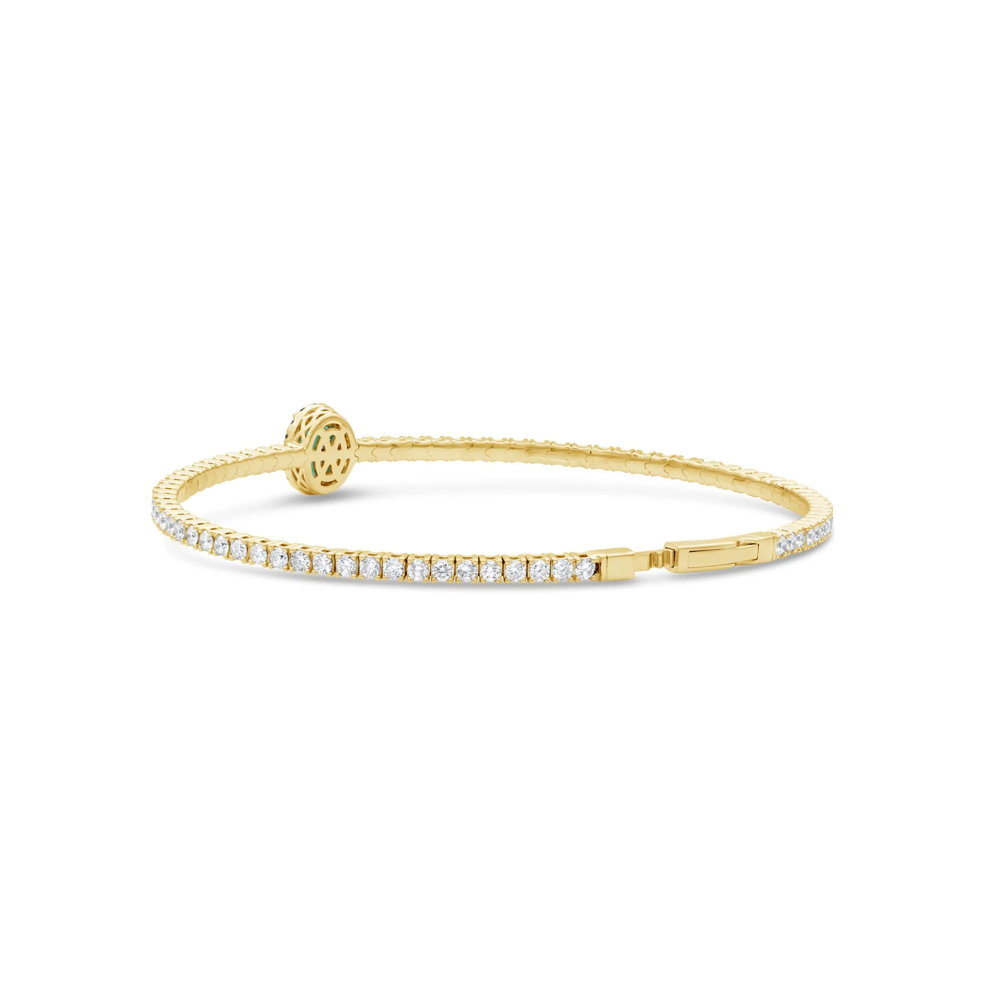 Halo Oval Emerald and Diamond Flex Bangle