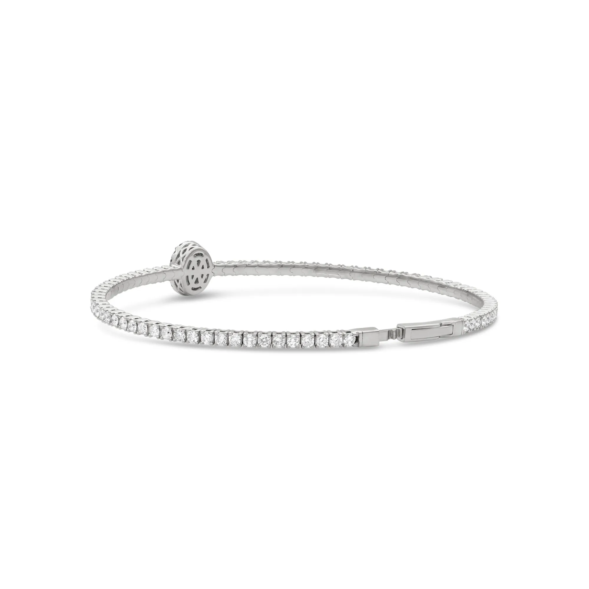 Halo Oval Emerald and Diamond Flex Bangle