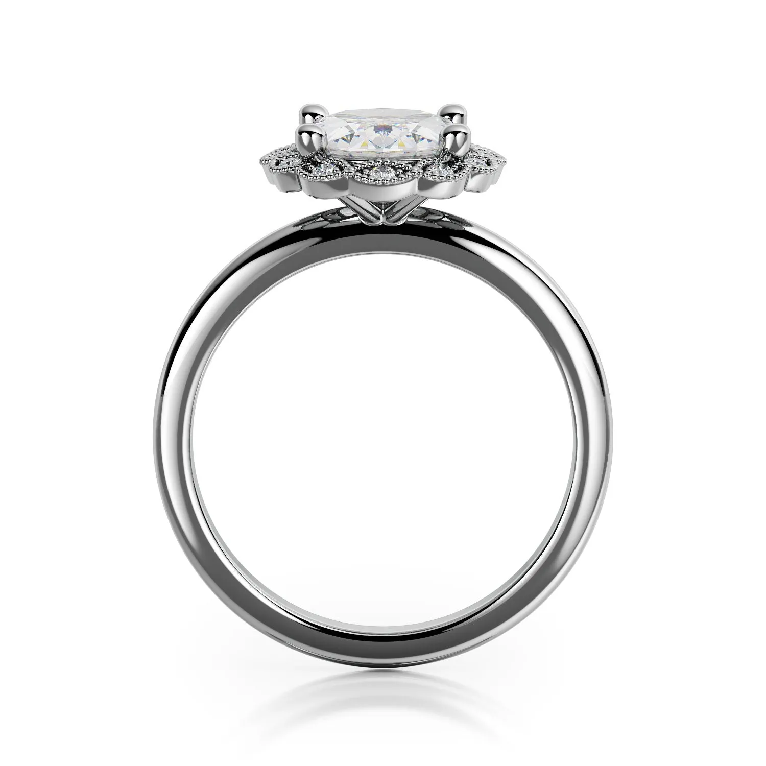 Haul Decorative Halo Natural Oval  Diamond Engagement Ring
