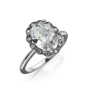 Haul Decorative Halo Natural Oval  Diamond Engagement Ring