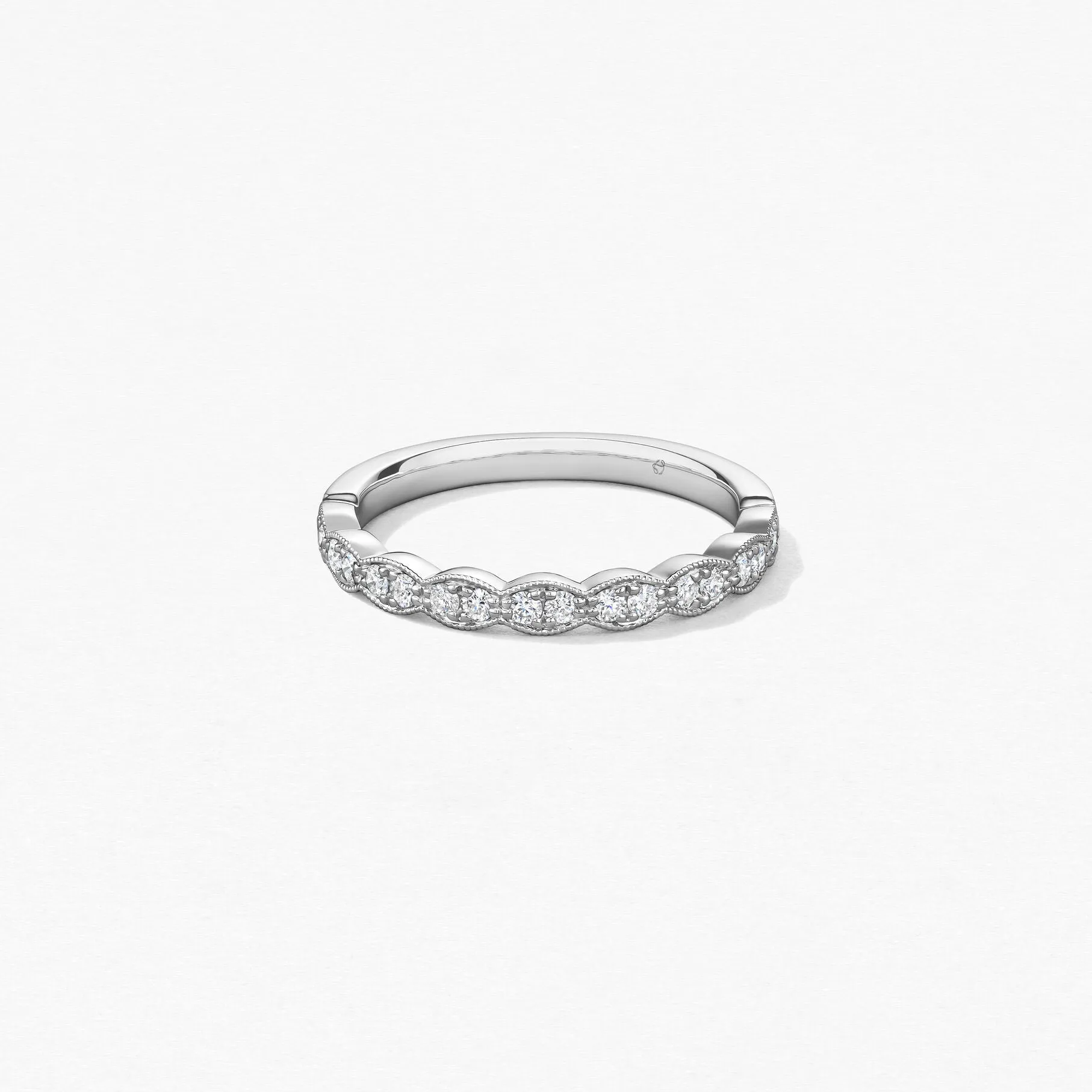 Hearts On Fire Lorelei Floral Platinum Milgrain Diamond Band - 0.25ctw