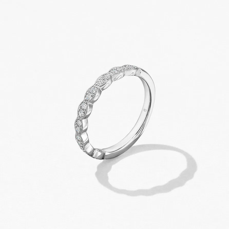 Hearts On Fire Lorelei Floral Platinum Milgrain Diamond Band - 0.25ctw