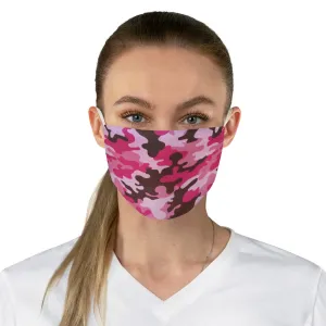 Hot Pink, Pink and Brown Camo Printed Cloth Fabric Face Mask Colorful Camouflage Army Military