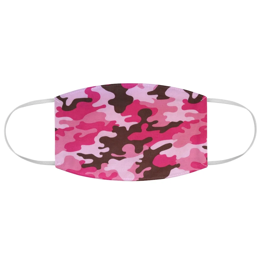 Hot Pink, Pink and Brown Camo Printed Cloth Fabric Face Mask Colorful Camouflage Army Military