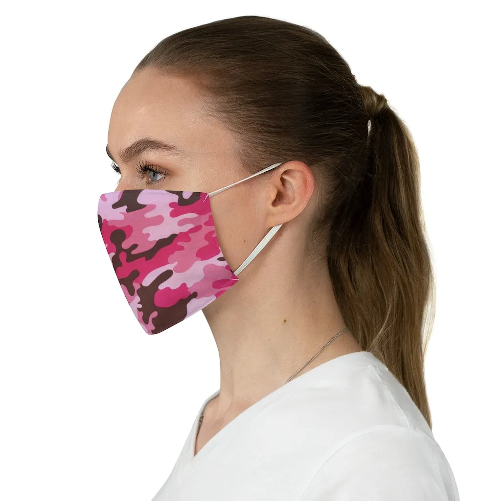 Hot Pink, Pink and Brown Camo Printed Cloth Fabric Face Mask Colorful Camouflage Army Military