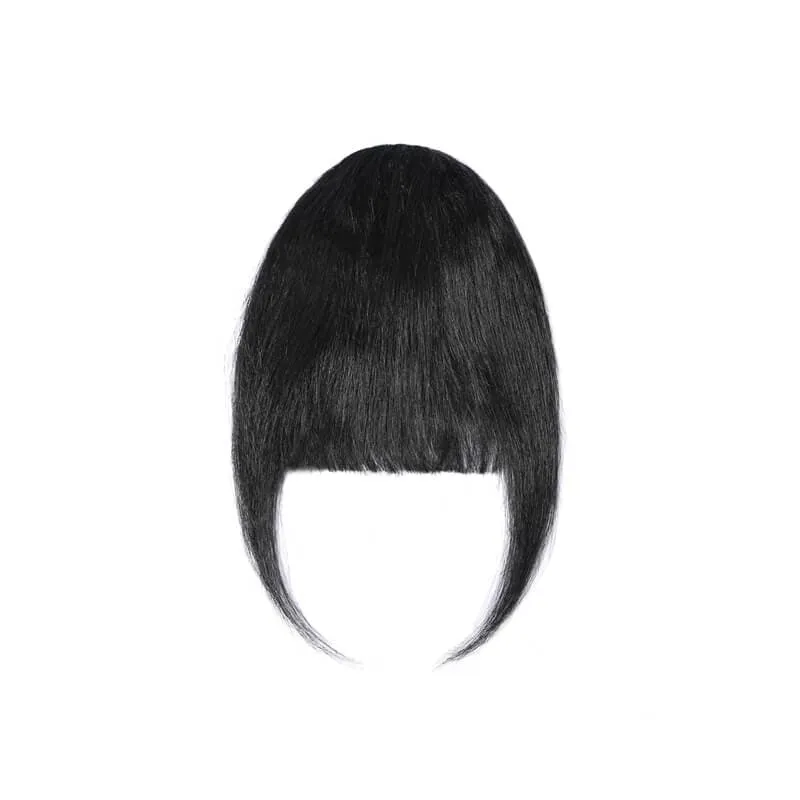 Human Hair Clip In Bangs With Temples Full Thick Front Neat Fringe