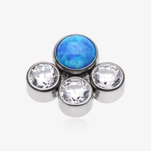 Implant Grade Titanium OneFit Threadless Fire Opal Floral Multi-Gem Sparkle Top Part