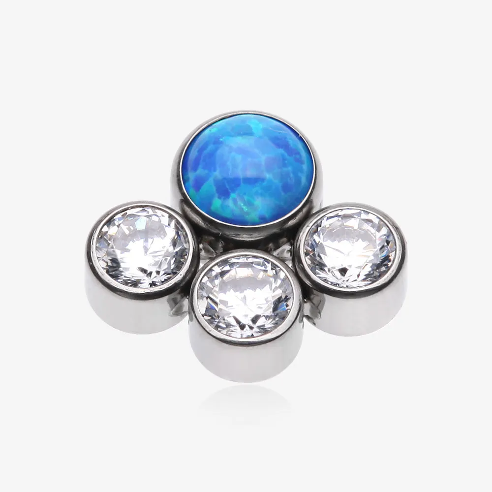 Implant Grade Titanium OneFit Threadless Fire Opal Floral Multi-Gem Sparkle Top Part