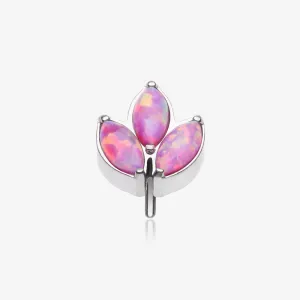 Implant Grade Titanium OneFit Threadless Triple Marquise Fire Opal Leaflet Top Part