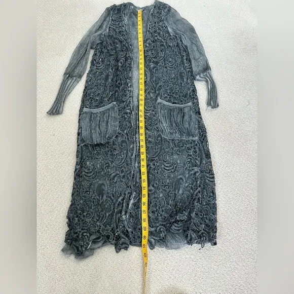 Interdee Paris Fashion Silk Long Gray Duster Coat, Size S/M