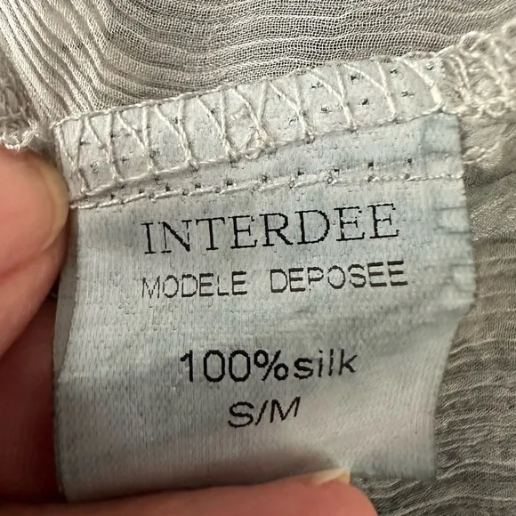 Interdee Paris Fashion Silk Long Gray Duster Coat, Size S/M