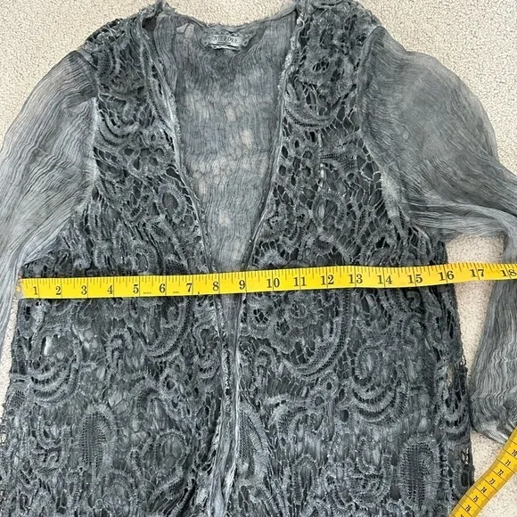Interdee Paris Fashion Silk Long Gray Duster Coat, Size S/M