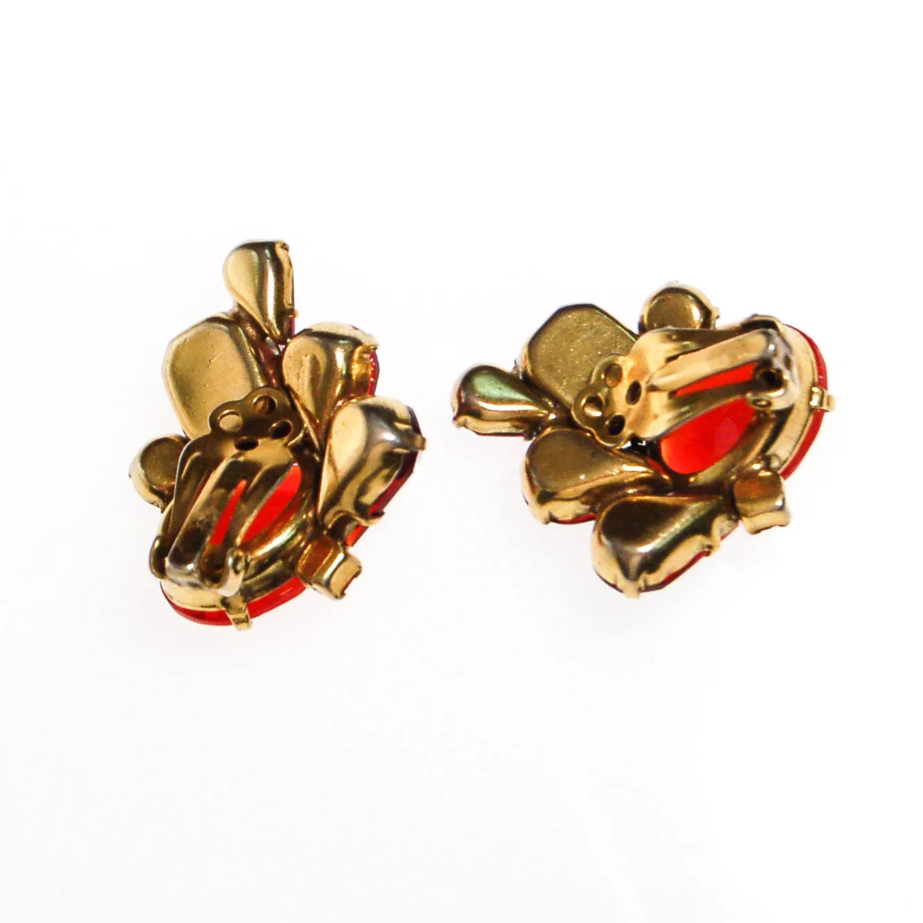 Juliana Style Red & Orange Rhinestone Statement Earrings