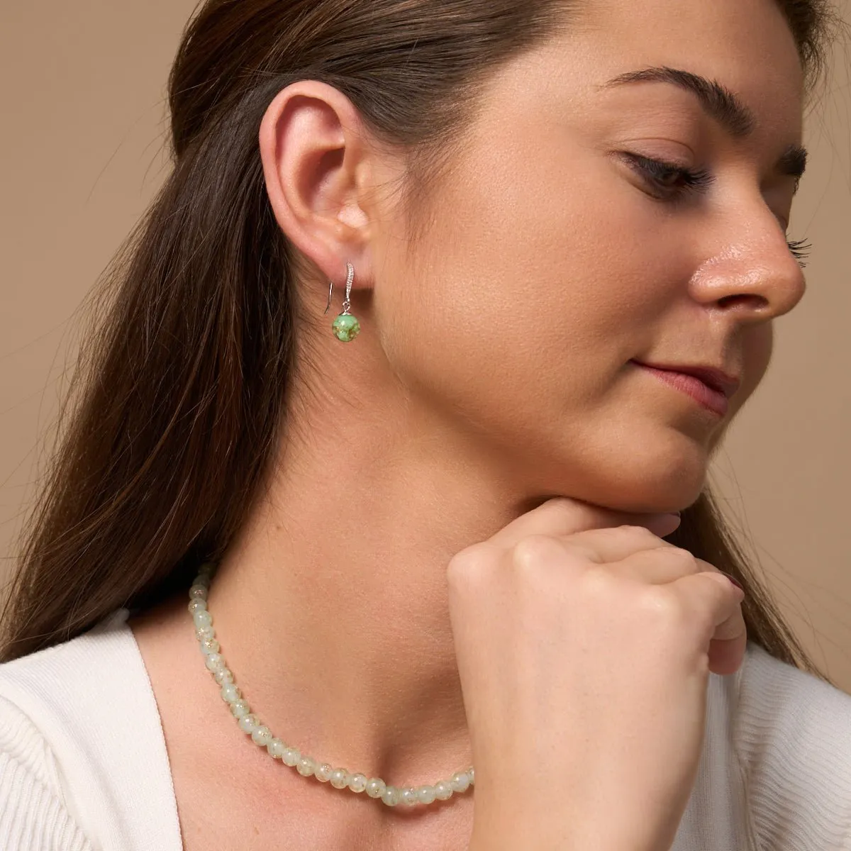 Kiwi | .925 Sterling Silver | Firefly Glass Huggie Earrings