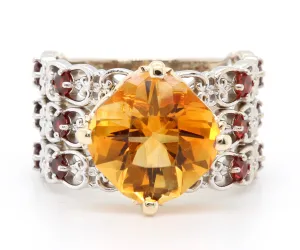 Lacey Citrine and Garnet Vintage Ring