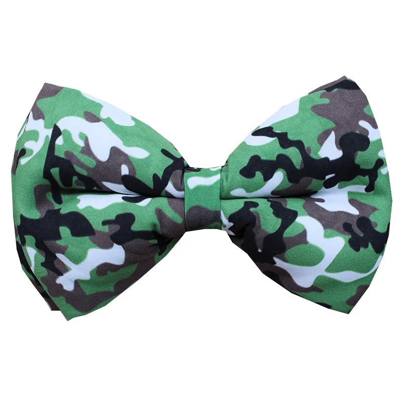 Lana Paws Camouflage Adjustable Dog Bowtie, Green and White