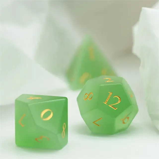 Level Up Premium Dice | Cat Eye Gemstone | Green