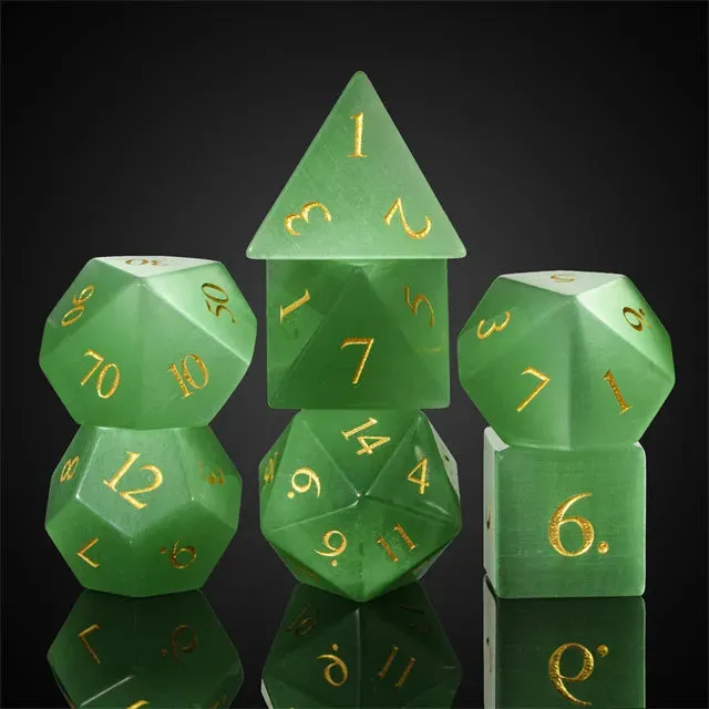 Level Up Premium Dice | Cat Eye Gemstone | Green